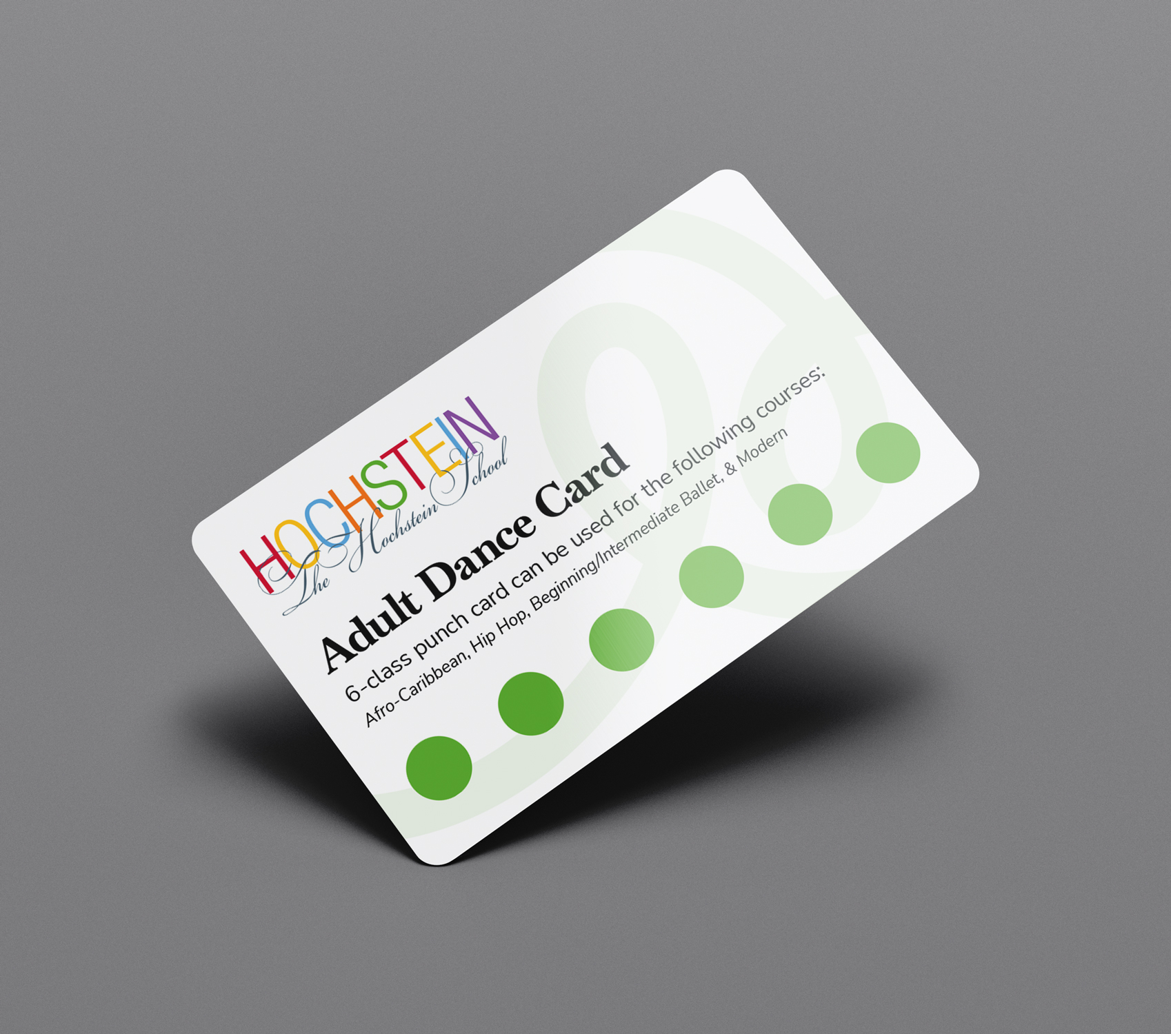 Adult dance card with 6 unpunched slots