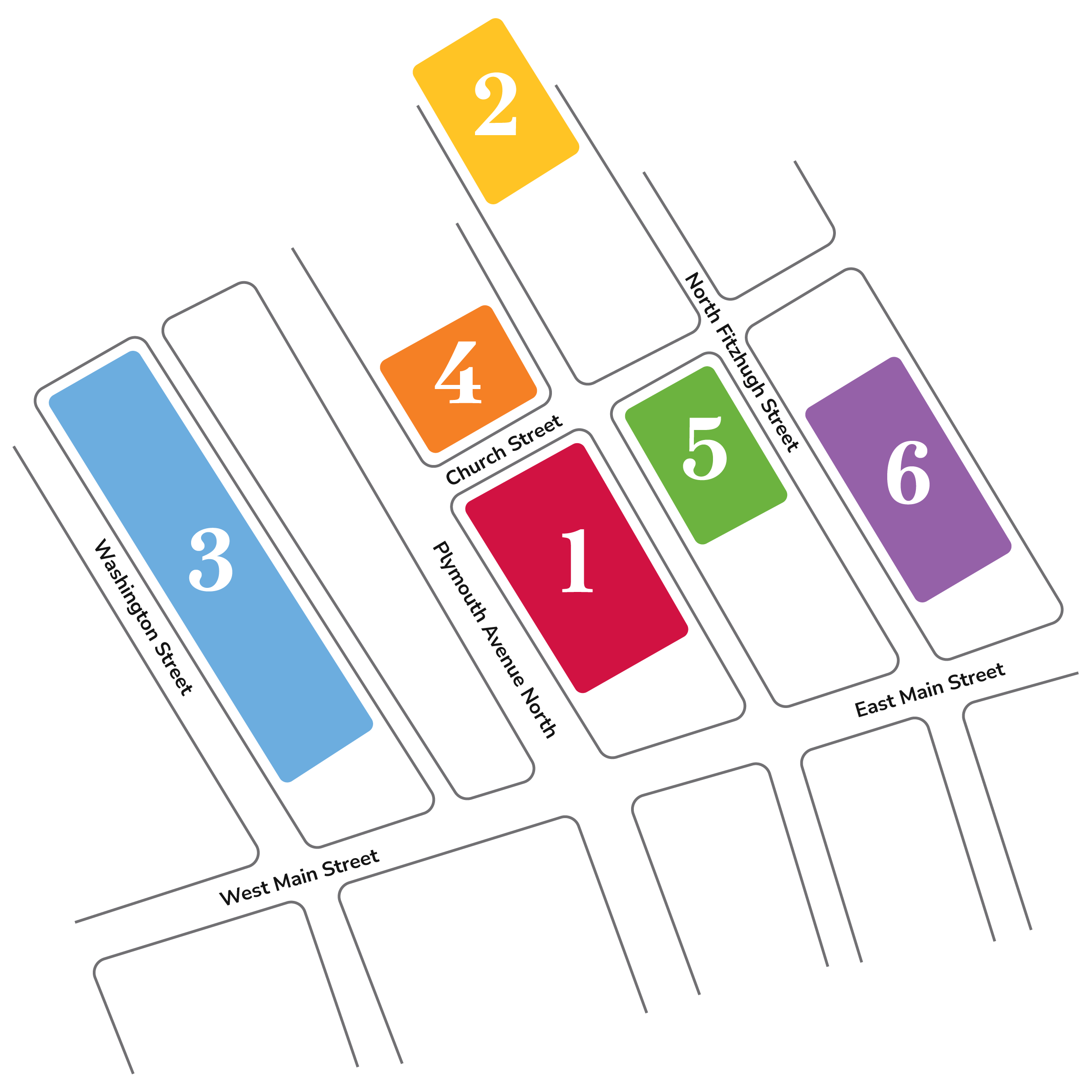 Colored map of Hochstein campus for parking